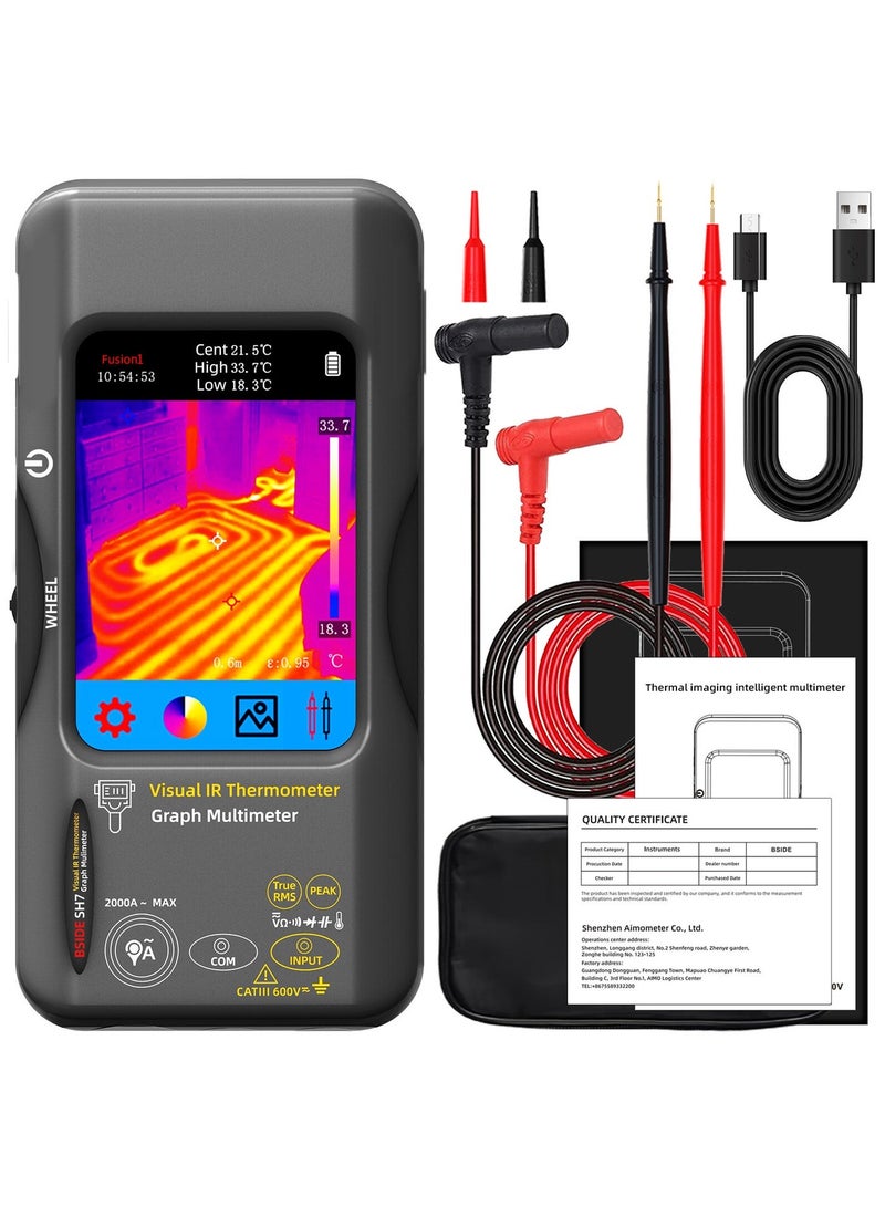 بي سايد كاميرا تصوير حراري محمولة بشاشة لمس، دقة 240×240، جهاز قياس حرارة عالي الدقة، جهاز حراري وملتيميتر 2 في 1 - Image 1